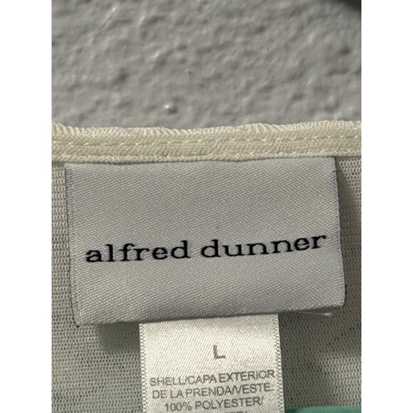 Alfred Dunner Floral Textured Knit Top W/ Rhinestone Accents & Notched Neck Sz L - Picture 3 of 12